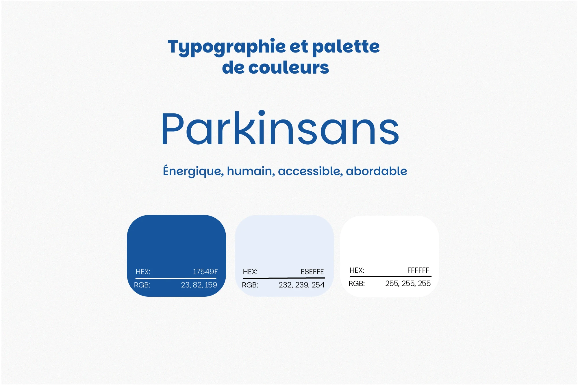 FEDE — typographie Parkinsans et palette de couleurs